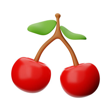 cherry food and drink icon 3d rendering on isolated background
