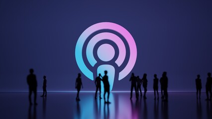 Wall Mural - 3d rendering people in front of symbol of podcast on background