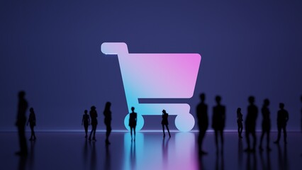 Canvas Print - 3d rendering people in front of symbol of shopping cart on background