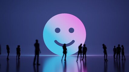 Poster - 3d rendering people in front of symbol of smile on background