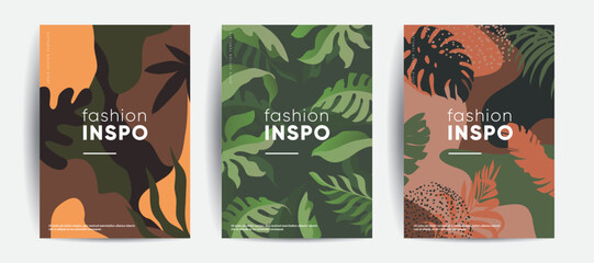 Wall Mural - Tropic minimal cover templates. Invitation cards. Eps10 vector. 