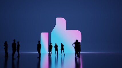 3d rendering people in front of symbol of social like on background