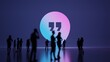 © Destrosvet - 3d rendering people in front of symbol of symbol on background