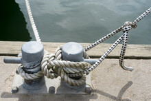 Rope On The Mooring Line In Safe Harbor