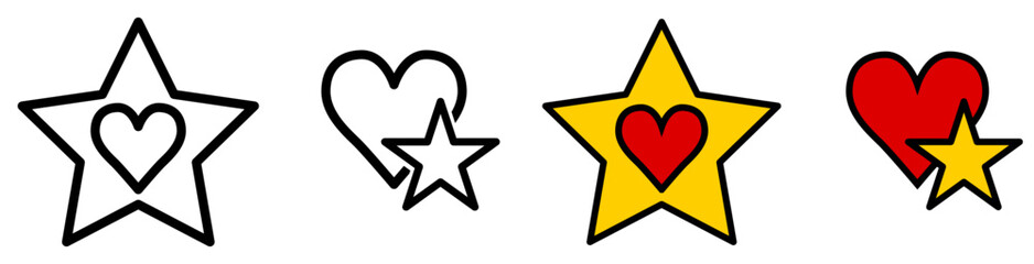 Wall Mural - Simple star and heart icon combined, one object inside other