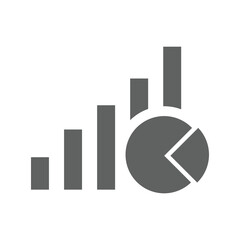 Market, analysis, growth icon. Gray vector graphics.