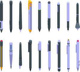 Poster - Digital pen icons set isometric vector. Graphic tool. Art design
