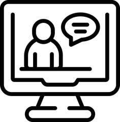 Poster - Video call icon outline vector. Private lesson. School online