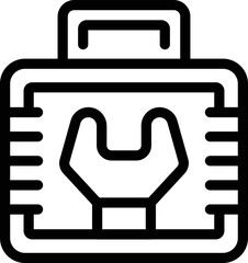 Poster - Empty toolbox icon outline vector. Open kit. Hammer equipment