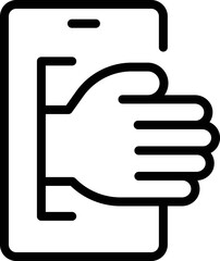 Poster - Online help hand icon outline vector. Social care. Old human