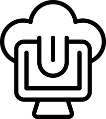 Poster - cloud data pc icon outline vector. online system. security internet