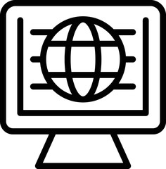 Poster - global web page icon outline vector. server system. online security
