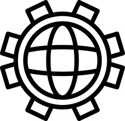 Poster - Global gear printing icon outline vector. Printer industry. Car engine