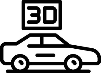 Poster - Sale 3d car icon outline vector. Printer design. Engine automotive