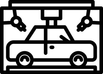 Poster - 3d car printing stand icon outline vector. Printer design. Print vehicle