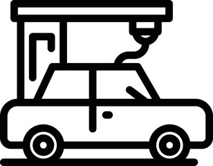 Poster - Car 3d printing icon outline vector. Printer design. Product side