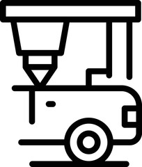 Poster - 3D car printing icon outline vector. Product side. Design future