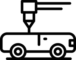 Poster - 3D car icon outline vector. Engine print. Product side