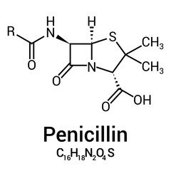 Sticker - chemical structure of Penicillin (C16H18N2O4S)