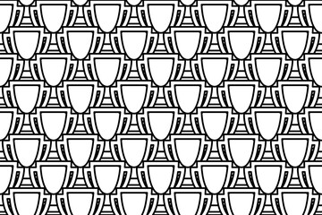 Poster - Seamless pattern completely filled with outlines of trophy symbols. Elements are evenly spaced. Vector illustration on white background