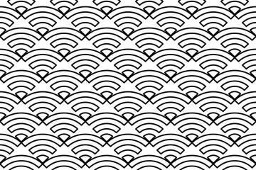 Poster - Seamless pattern completely filled with outlines of wifi symbols. Elements are evenly spaced. Vector illustration on white background