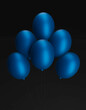 Niebieskie balony na czarnym tle