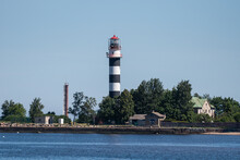 Daugavgriva Lighthouse On A Sunny Summer Day, Latvia.