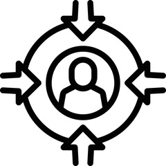 Poster - Target manager icon outline vector. Office meeting. Worker report