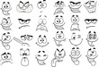 © HitToon.com - Outlined Cartoon Funny Faces. Vector Collection Set Isolated On White Background