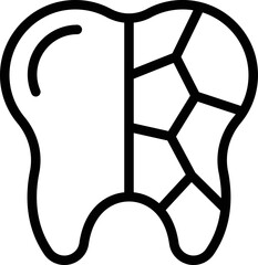 Poster - Cracked tooth icon outline vector. Diamond care. Silver magic