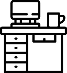 Wall Mural - Desktop coffee mug icon outline vector. Breakfast food. Home tea
