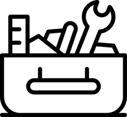 Poster - Home tool box icon outline vector. Work construction. House wood