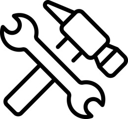 Poster - Hammer and key icon outline vector. Diy repair. Work tool
