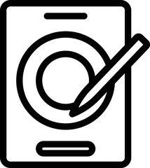 Poster - Circle tablet icon outline vector. Digital pen. Pad design