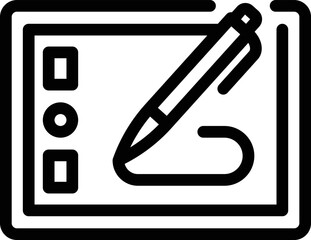 Poster - Pencil drawing icon outline vector. Tablet pad. Stylus draw
