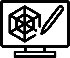 Poster - Draw object icon outline vector. Digital pen. Design tablet
