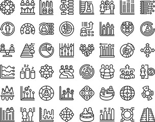 Poster - Population growth icons set outline vector. Population ability. Area density