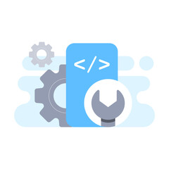 Poster - app system maintenance, repair, upgrade concept illustration flat design vector eps10. modern graphic element for landing page, empty state ui, infographic, icon