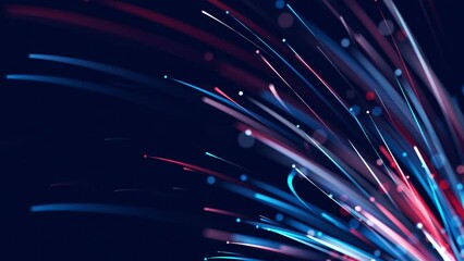 Aufkleber - Blue high tech field with glow particles lines. Hi-tech information flow, blockchain, bigdata visualization. The concepts of business, finance, game, internet, data, education, brainstorm, modern, tec