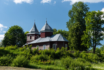 Canvas Print - Brodaiza orthodox church in sunny summer day, Latvia.