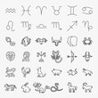 © anna_leni - Zodiac Horoscope Line Icons Set. Vector Thin Outline Chinese Culture Symbols.