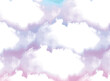ゆめかわいいグラデーションの雲と空のイラスト背景