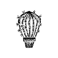 Sticker - Cactus Flower Dotwork. Vector Illustration of Hand Drawn Objects.