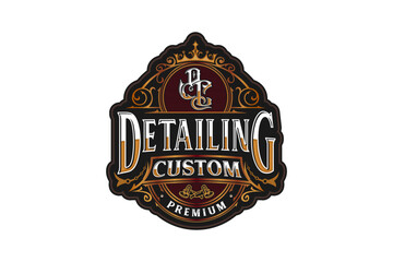 Wall Mural - Car detailing custom logo design retro badge baroque luxury element  polish coating service