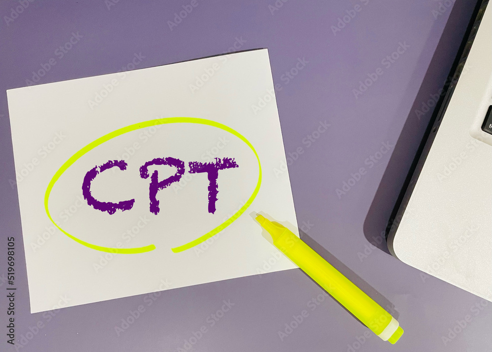 CPT text on purple background Stock Photo | Adobe Stock