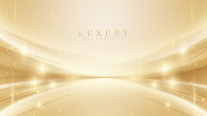 Wall Mural - Luxury background with golden light effect decoration and bokeh elements.