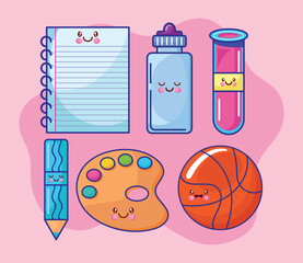 Wall Mural - school supplies kawaii