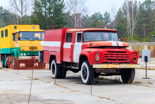 Old Fire Truck That Participated In The Liquidation Of The Accident In Chernobyl, Ukraine