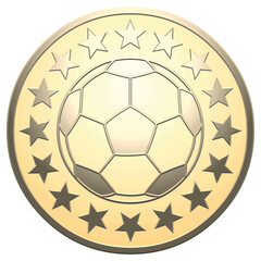 Wall Mural - Gold star medal with ball on a white background	
