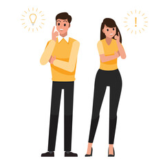 Man and woman have good idea.Great idea concept. .Vector illustration cartoon character.